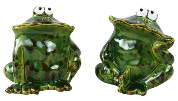 Frosch-Duo aus Ton: 2er Set (ca. 13 cm H)